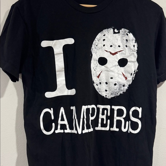 Jason Voorhees shirt I love campers Friday the 13th cult classic Halloween small - Picture 2 of 2